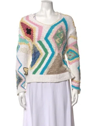 Pre-owned Zadig & Voltaire Patterned Crew Neck Sweater In White