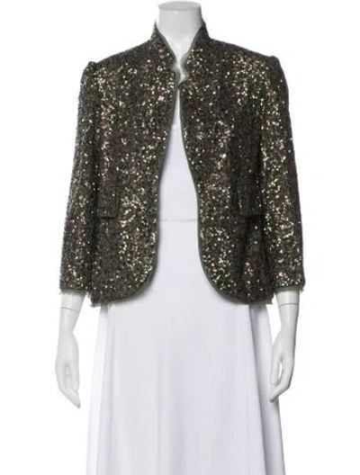 Pre-owned Zadig & Voltaire Patterned Evening Jacket In Green