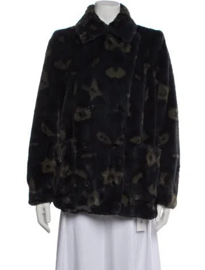 Pre-owned Zadig & Voltaire Patterned Faux Fur Coat In Black