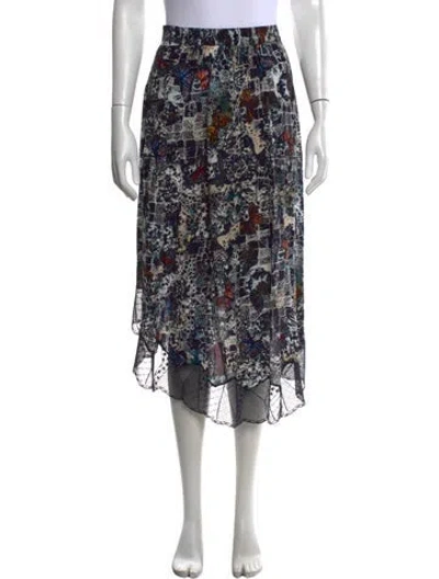 Pre-owned Zadig & Voltaire Patterned Midi Length Skirt W/ Tags In Black