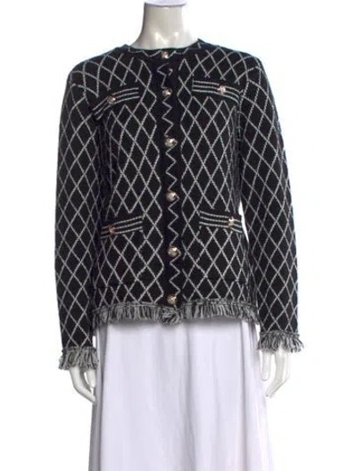 Pre-owned Zadig & Voltaire Patterned Open Front Sweater In Black