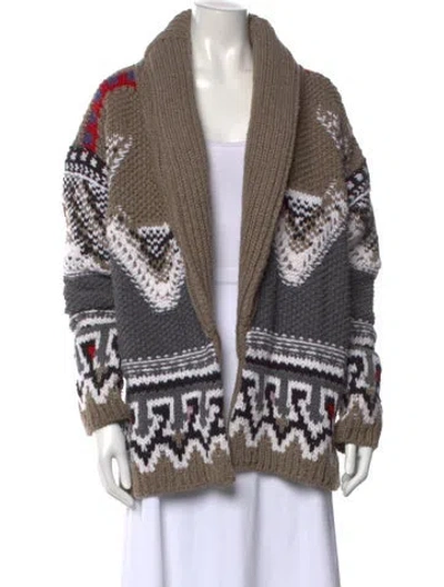 Pre-owned Zadig & Voltaire Patterned Open Front Sweater In Brown