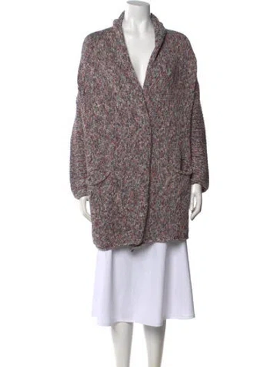 Pre-owned Zadig & Voltaire Patterned Open Front Sweater In Purple