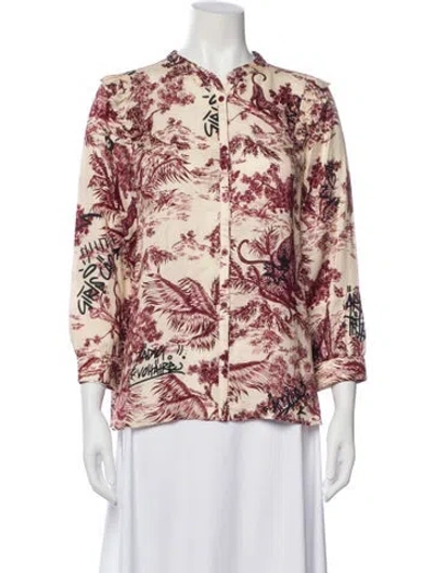 Pre-owned Zadig & Voltaire Patterned Three-quarter Sleeve Blouse In Pink