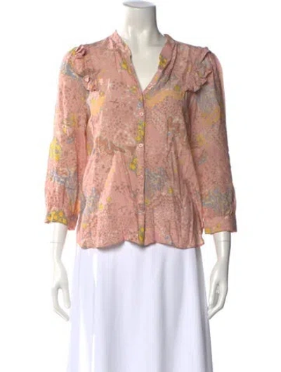 Pre-owned Zadig & Voltaire Patterned V-neck Blouse In Multi