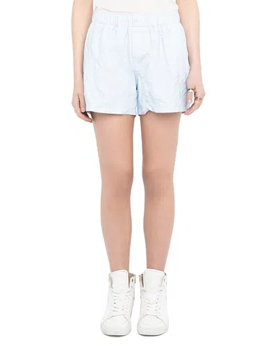 Zadig & Voltaire Pax Crinkled Leather Shorts In Blue