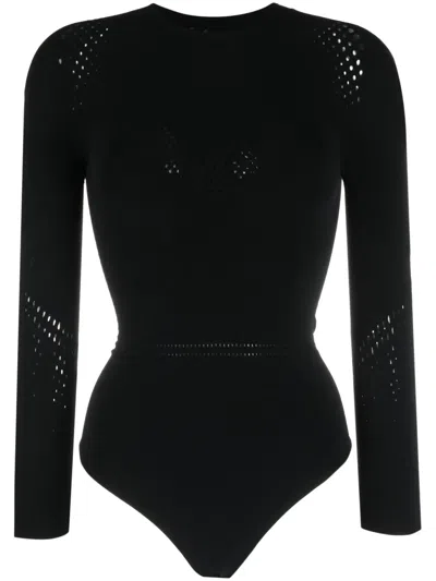 Zadig & Voltaire Perforated Slim-cut Bodysuit In Black
