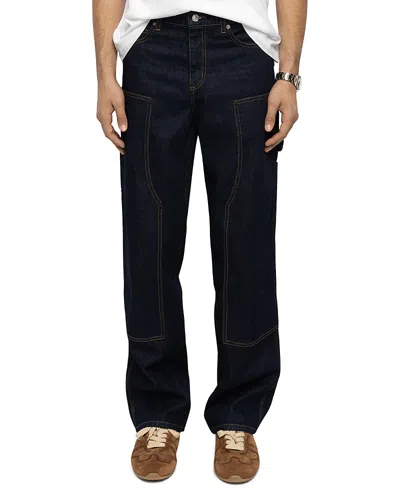 Zadig & Voltaire Perry Cotton Panel Denim Jeans In Brut In Blue