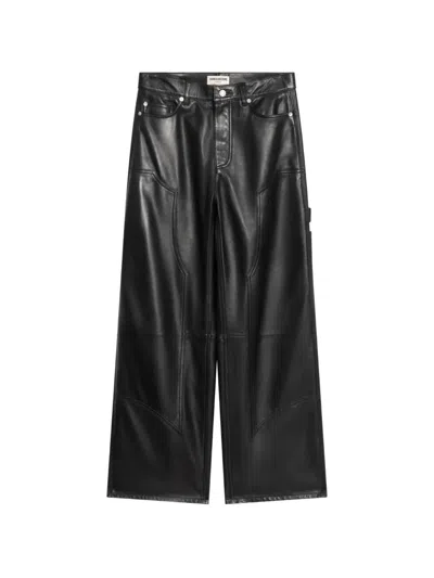 Zadig & Voltaire Perya Leather Trousers In Black