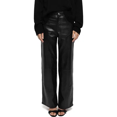 Zadig & Voltaire Perya Leather Wide Leg Pants In Black