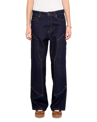 Zadig & Voltaire Perya Mid Rise Straight Leg Jeans In Brut In Blue