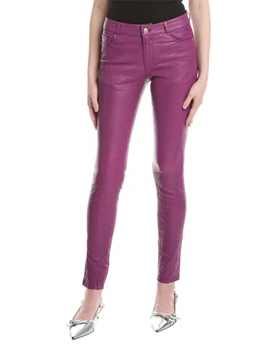 Zadig & Voltaire Phlame Cuir Froisse Leather Pant In Purple