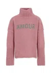 Zadig & Voltaire Pink Turtleneck For Girl With Writing In Pink