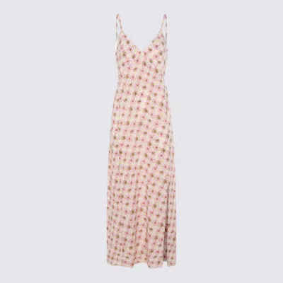 Zadig & Voltaire Ramelil Mirror Flowers Lace Trim Crepe Slipdress In Neutral