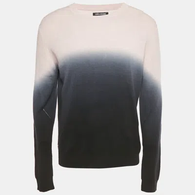 Pre-owned Zadig & Voltaire Pink/black Ombre Cotton Knit Kennedy Sweater L