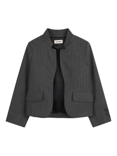 Zadig & Voltaire Kids' Pinstripe-print Blazer In Gray
