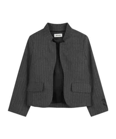 Zadig & Voltaire Kids' Pinstripe-print Blazer In Black