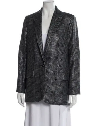 Pre-owned Zadig & Voltaire Plaid Print Blazer In Gray