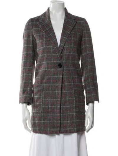 Pre-owned Zadig & Voltaire Plaid Print Coat In Gray