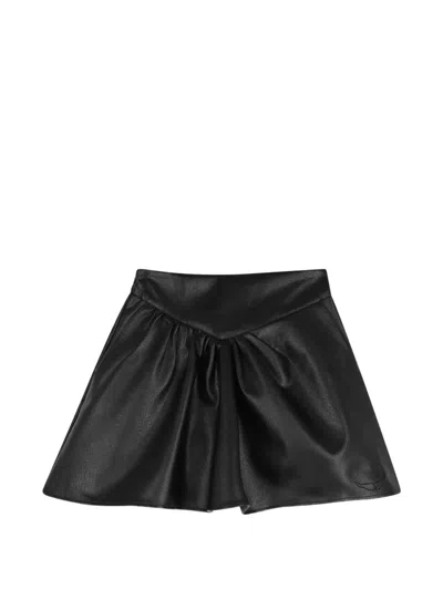 Zadig & Voltaire Kids' Pleated Faux-leather Skirt In Black