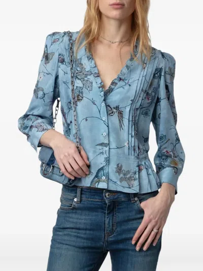 Zadig & Voltaire Pleated Floral-print Blouse