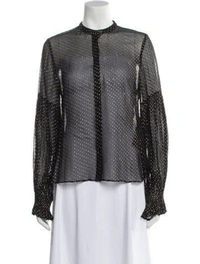 Pre-owned Zadig & Voltaire Polka Dot Print Long Sleeve Blouse In Black