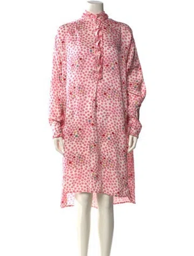 Pre-owned Zadig & Voltaire Polka Dot Print Midi Length Dress In Pink