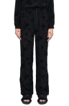 Zadig & Voltaire Poma Floral Satin Drawstring Waist Pants In Black