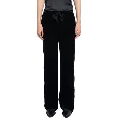 Zadig & Voltaire Poma Velvet Drawstring Pants In Black