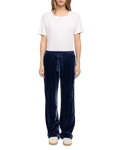 Zadig & Voltaire Poma Velvet Drawstring Pants In Blue