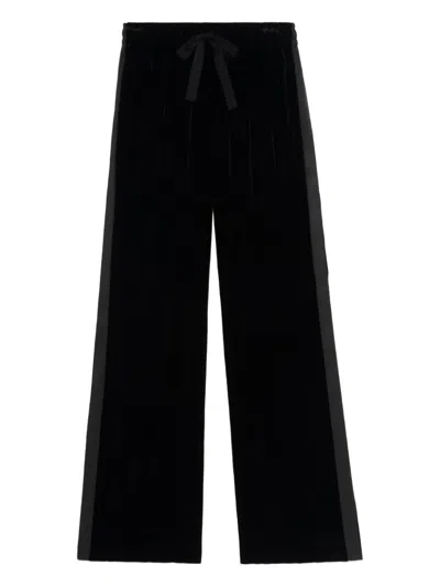 Zadig & Voltaire Poma Velvet Side-stripe Trousers In Black
