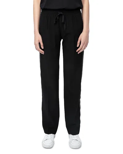 Zadig & Voltaire Pomy Crepe Drawstring Pants In Noir