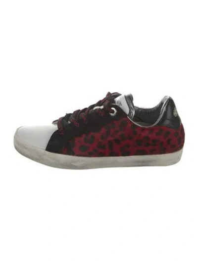 Pre-owned Zadig & Voltaire Ponyhair Animal Print Sneakers In Red