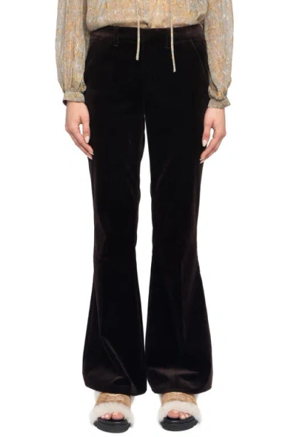 Zadig & Voltaire Prevy Cotton Velveteen Flare Leg Pants In Black