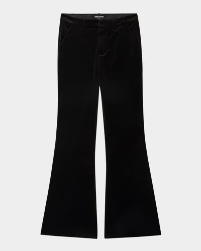 Zadig & Voltaire Prevy Velvet Flare Pants In Black
