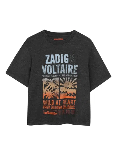 Zadig & Voltaire Kids' Print-detail T-shirt In Gray