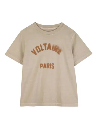Zadig & Voltaire Kids' Print-detail T-shirt In Brown