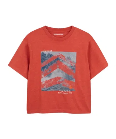 Zadig & Voltaire Kids' Print-detail Crew Neck T-shirt In Red