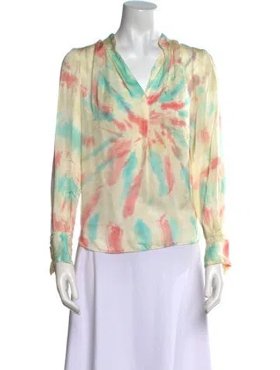 Pre-owned Zadig & Voltaire Printed Cowl Neck Blouse In Green
