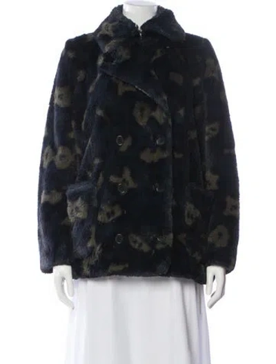 Pre-owned Zadig & Voltaire Printed Faux Fur Coat In Green