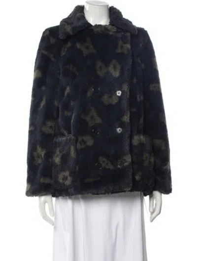 Pre-owned Zadig & Voltaire Printed Faux Fur Jacket In Blue
