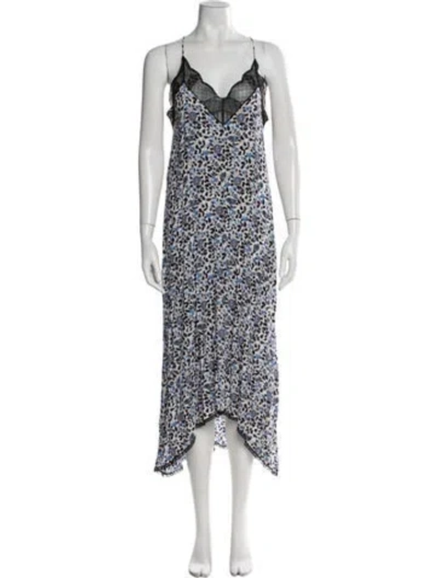 Pre-owned Zadig & Voltaire Printed Long Dress In Blue