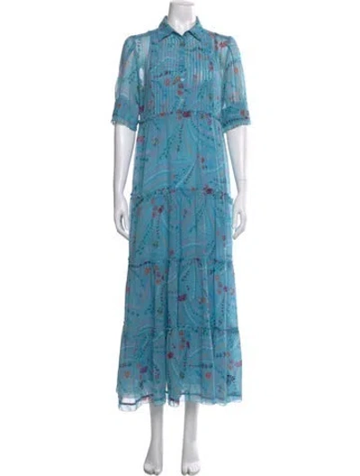 Pre-owned Zadig & Voltaire Printed Long Dress In Blue