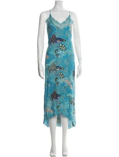 Pre-owned Zadig & Voltaire Printed Long Dress In Blue