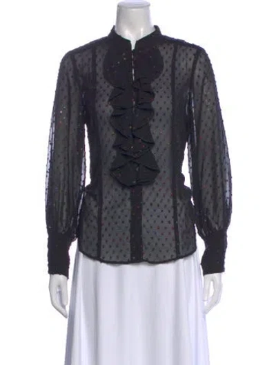 Pre-owned Zadig & Voltaire Printed Long Sleeve Blouse In Black