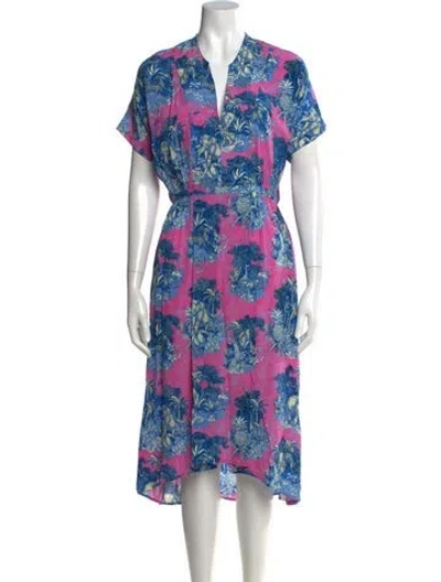 Pre-owned Zadig & Voltaire Printed Midi Length Dress In Blue