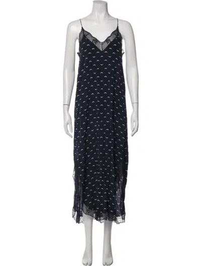 Pre-owned Zadig & Voltaire Printed Midi Length Dress In Blue