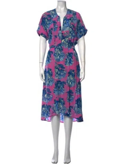 Pre-owned Zadig & Voltaire Printed Midi Length Dress In Blue