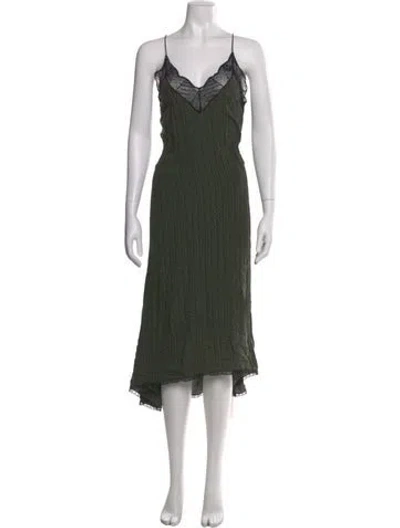 Pre-owned Zadig & Voltaire Printed Midi Length Dress In Green