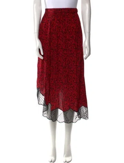 Pre-owned Zadig & Voltaire Printed Midi Length Skirt In Red